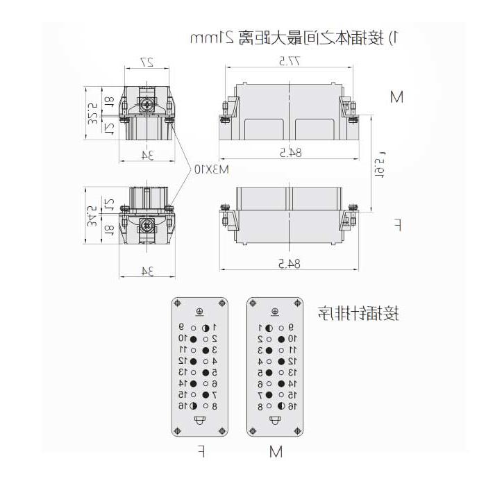 Female core, screw crimping, fit H16B housing, HVE-006+2-F, 09340062701